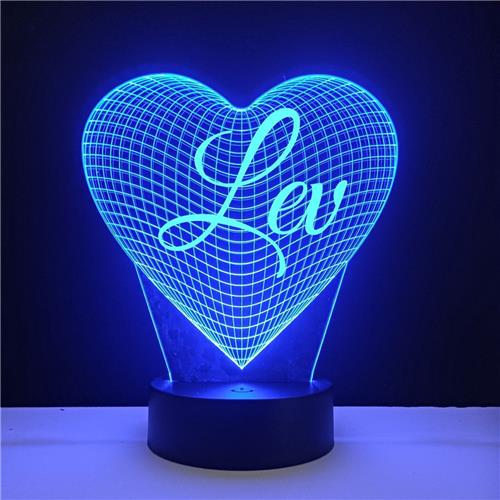 3D LED Lamp - Hart Met Naam - Lev