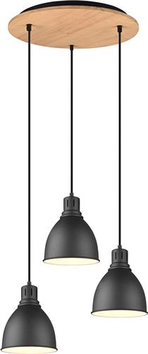 LED Hanglamp - Hangverlichting - Trion Handoll - E27 Fitting - 3-lichts - Rond - Mat Zwart - Aluminium