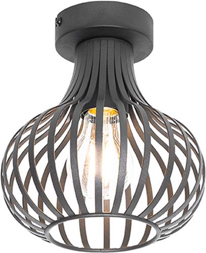 QAZQA saffira - Moderne Plafondlamp - 1 lichts - Ø 180 mm - Zwart - Woonkamer | Slaapkamer | Keuken
