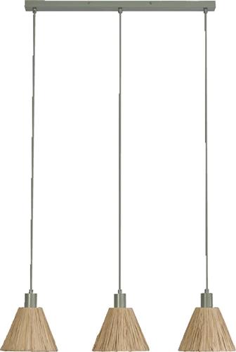 LEDVANCE 3-lamps hanglamp Decor Raffia Linear groen van raffia en metaal, E27, 845 mm lengte, lampenkap van gerecycled materiaal, duurzaam dankzij vervangbare lichtbron, eenvoudig te installeren