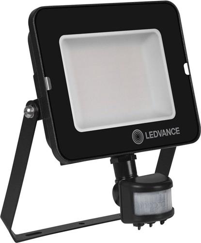 Ledvance LED Breedstraler Compact Zwart 50W 4500lm 100D - 830 Warm Wit | IP65 - Symmetrisch - Bewegings- en lichtsensor.