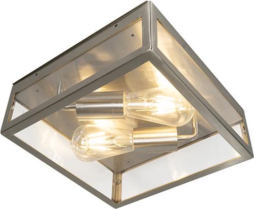 QAZQA rotterdam - Moderne Plafondlamp voor buiten - 2 lichts - L 280 mm - Staal - Buitenverlichting