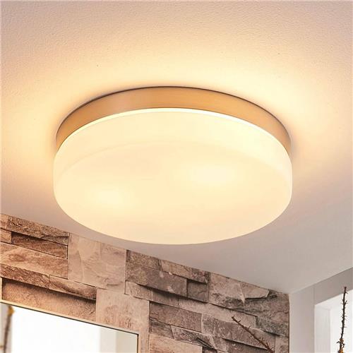 Lindby - Plafondlamp badkamer - 3lichts - glas, metaal - H: 6.5 cm - E27 - wit, gesatineerd nikkel