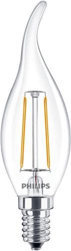 Philips - Philips Corepro LEDcandle E14 gebogen punt Filament Helder 2W 250lm - 827 Zeer Warm Wit - Vervangt 25W