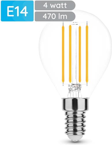 Modee E14 LED Lamp 4W - 470lm - 4000K - Neutraal Wit - LED Filament Globe Mini P45 - Vervangt 40W Halogeen Gloeilamp