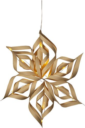 Star Trading LED papieren ster Bella, natuur, timer, warm wit, batterij, kerstdecoratie, 40 cm
