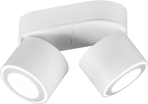 LED Plafondspot - Trion Tarus - 8W - Warm Wit 3000K - 2-lichts - Rond - Mat Wit - Aluminium
