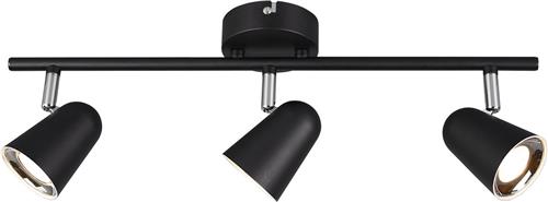 LED Plafondspot - Torna Toluno - 9W - Warm Wit 3000K - 3-lichts - Rechthoek - Mat Zwart - Kunststof