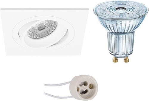 LED Spot Set - OSRAM Parathom PAR16 940 36D - Proma Borny Pro - GU10 Fitting - Dimbaar - Inbouw Vierkant - Mat Wit - 3.7W - Natuurlijk Wit 4000K - Kantelbaar - 92mm