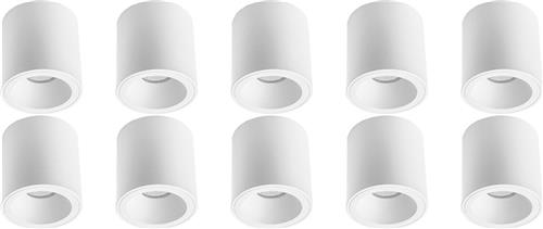 Opbouwspot 10 Pack - Proma Cliron Pro - GU10 Fitting - Opbouw Rond - Mat Wit - Aluminium - Verdiept - Ø90mm