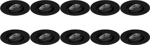 Spot Armatuur 10 Pack - Proma Alpin Pro - GU10 Inbouwspot - Rond - Zwart - Aluminium - Kantelbaar - Ø92mm