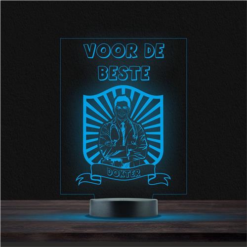 Led Lamp Met Gravering - RGB 7 Kleuren - Voor De Beste Dokter