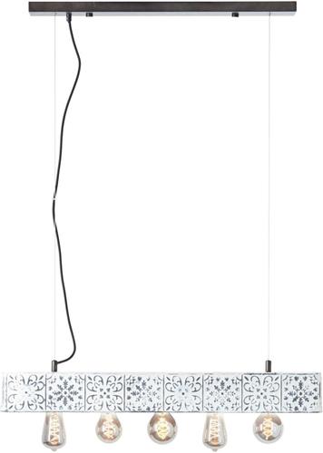 BRILLIANT Hanglamp Vagos, 5-pits zwart / witte binnenverlichting, hanglampen, balken | 5x A60, E27, 40W, geschikt voor normale lampen (niet inbegrepen) | A ++ | In hoogte verstelbaar / kabel kan worden ingekort