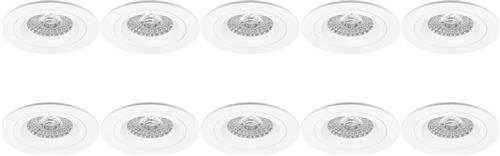 Spot Armatuur 10 Pack - Pragmi Rodos Pro - GU10 Inbouwspot - Rond - Wit - Aluminium - Ø93mm