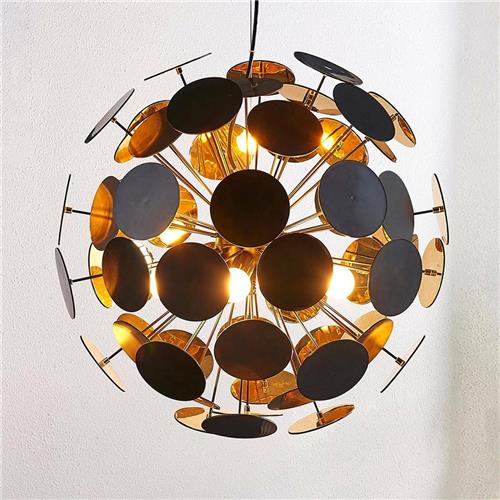Lindby - hanglamp - 5lichts - kunststof, metaal - E14 - zwart, goud