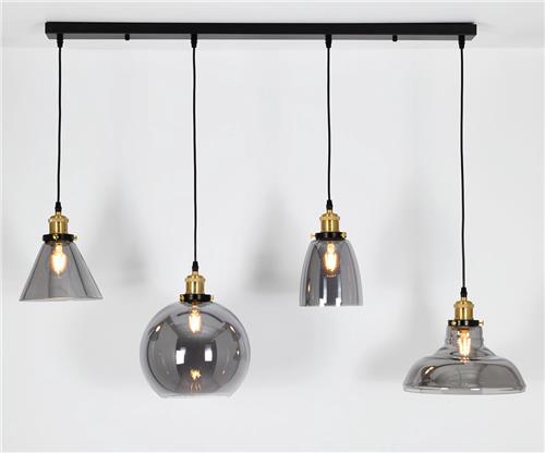 Hanglamp 4-lichts met smoke glas - Kendall