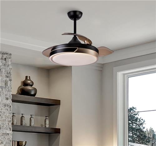 Plafondventilator Vento zwart met bruin incl. LED en afstandsbediening