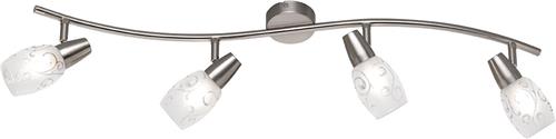 LED Plafondspot - Plafondverlichting - Trion Kalora - E14 Fitting - 4-lichts - Rechthoek - Mat Nikkel - Aluminium