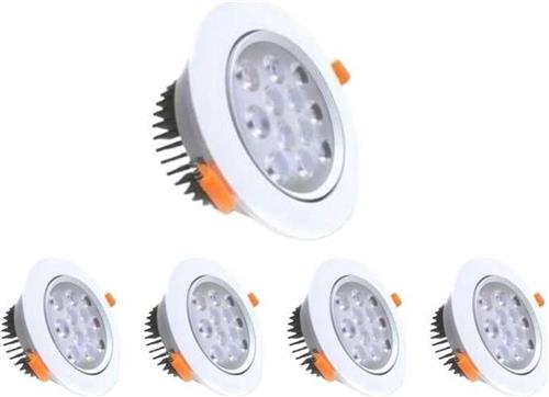 Ronde LED inbouwspot verstelbaar 12W 80 ° (5 stuks) - Warm wit licht - Overig - Pack de 5 - Wit Chaud 2300K - 3500K - SILUMEN