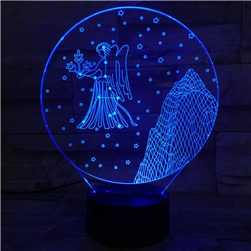 3D Led Lamp Met Gravering - RGB 7 Kleuren - Sterrenbeeld Maagd
