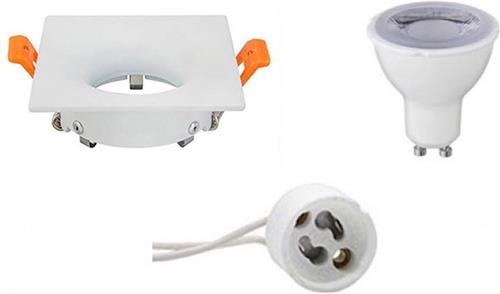 LED Spot Set - GU10 Fitting - Dimbaar - Inbouw Vierkant - Mat Wit - 6W - Helder/Koud Wit 6400K - 85mm