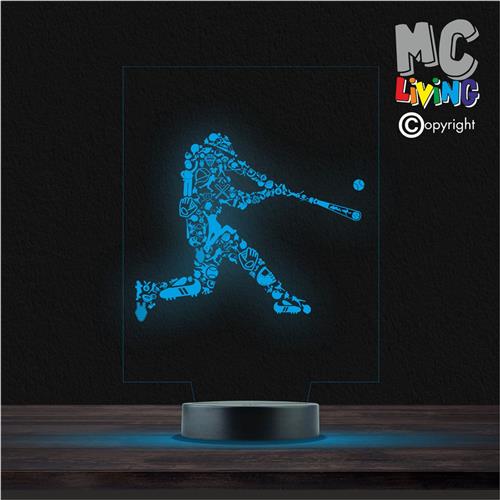 Led Lamp Met Gravering - RGB 7 Kleuren - Honkbal