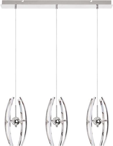 LED Hanglamp - Hangverlichting - Optra - 36W - Natuurlijk Wit 4000K - 3-lichts - Mat Chroom - Aluminium