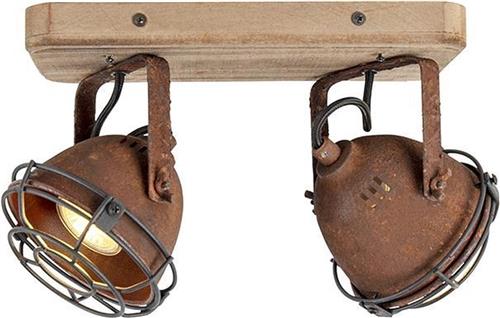 QAZQA gina - Industriele LED Smart Plafondspot | Spotje | Opbouwspot incl. wifi - 2 lichts - L 29 cm - Roestbruin - Industrieel - Woonkamer | Slaapkamer | Keuken