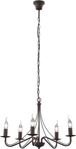 LED Kroonluchter - Torna Kantra - E14 Fitting - 5-lichts - Rond - Roestkleur - Aluminium