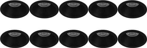 Spot Armatuur 10 Pack - Proma Pollon Pro - GU10 Inbouwspot - Rond - Zwart - Aluminium - Verdiept - Ø82mm