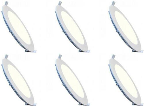 LED Downlight Slim 6 Pack - Inbouw Rond 3W - Natuurlijk Wit 4200K - Mat Wit Aluminium - Ø90mm