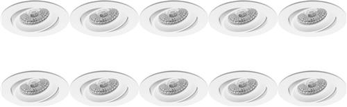 Spot Armatuur 10 Pack - Proma Delton Pro - GU10 Inbouwspot - Rond - Wit - Aluminium - Kantelbaar - Ø82mm
