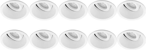 Spot Armatuur 10 Pack - Proma Zano Pro - GU10 Inbouwspot - Rond - Wit - Aluminium - Kantelbaar - Ø93mm