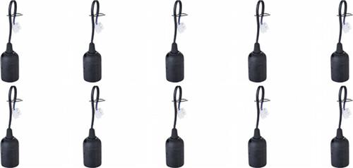 Verhuisfitting 10 Stuks - E27 Fitting/Houder - Kunststof Zwart 15cm Draad