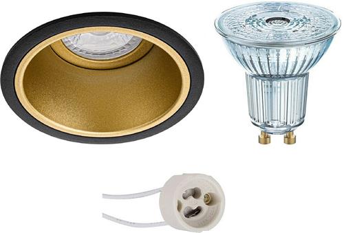 LED Spot Set - OSRAM Parathom PAR16 940 36D - Proma Minko Pro - GU10 Fitting - Dimbaar - Inbouw Rond - Mat Zwart/Goud - 3.7W - Natuurlijk Wit 4000K - Verdiept - Ø90mm