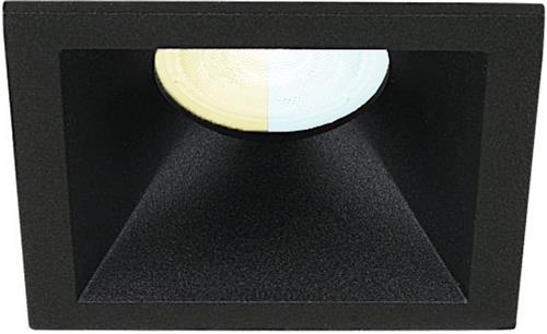 Inbouwspot Liam met Philips HUE White Ambiance - inbouw spot - Zwart - vierkant verdiepte spot - Voor binnen / woonkamer / keuken / slaapkamer - IP20 - GU10 - Buitendiameter: 80MM - boorgat: Vierkante uitsparing - min. Inbouwdiepte: 105MM