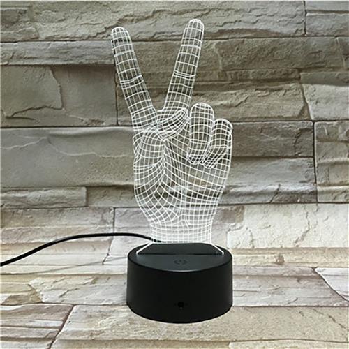 3D Led Lamp Met Gravering - RGB 7 Kleuren - Peace