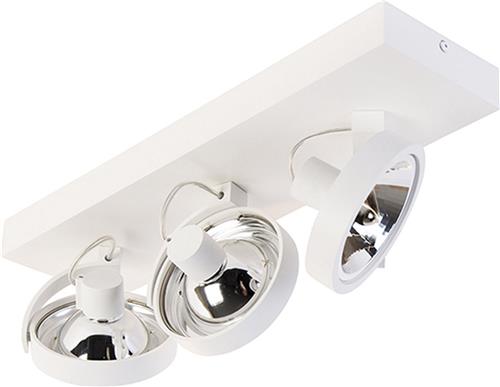 QAZQA go - Moderne Plafondspot | Spotje | Opbouwspot - 3 lichts - L 45.4 cm - Wit - Woonkamer | Slaapkamer | Keuken