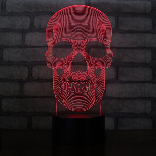 3D Led Lamp Met Gravering - RGB 7 Kleuren - Schedel