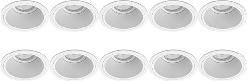 Spot Armatuur 10 Pack - Pragmi Minko Pro - GU10 Inbouwspot - Rond - Wit - Aluminium - Verdiept - Ø90mm