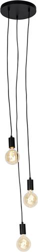 QAZQA facil - Design Hanglamp - 3 lichts - Ø 250 mm - Zwart - Woonkamer | Slaapkamer | Keuken