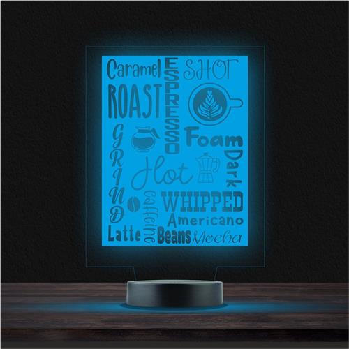 Led Lamp Met Gravering - RGB 7 Kleuren - Koffie