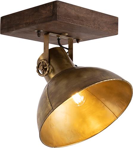 QAZQA mangoes - Industriele Plafondspot | Spotje | Opbouwspot - 1 lichts - Ø 30 cm - Brons - Industrieel - Woonkamer | Slaapkamer | Keuken