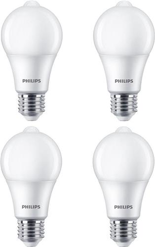 4 stuks Philips led lamp met bewegingsensor E27 8W 806lm 2700K niet dimbaar A63