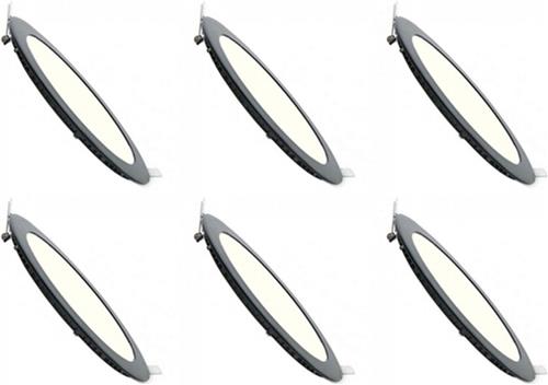 LED Downlight Slim 6 Pack - Inbouw Rond 6W - Dimbaar - Natuurlijk Wit 4200K - Mat Zwart Aluminium - Ø120mm