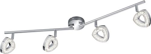 LED Plafondspot - Torna Turon - 16W - Warm Wit 3000K - 4-lichts - Rechthoek - Mat Chroom - Aluminium