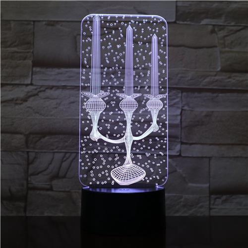 3D Led Lamp Met Gravering - RGB 7 Kleuren - Kandelaar