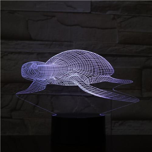 3D Led Lamp Met Gravering - RGB 7 Kleuren - Schildpad