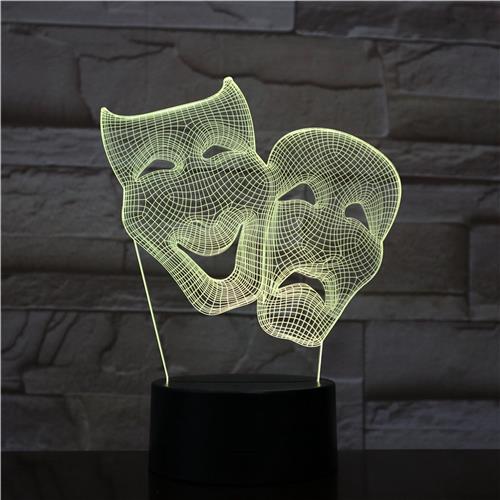 3D Led Lamp Met Gravering - RGB 7 Kleuren - Maskers