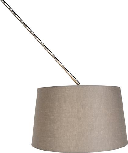 QAZQA blitz - Landelijke Hanglamp met kap - 1 lichts - L 380 mm - Taupe - Woonkamer | Slaapkamer | Keuken